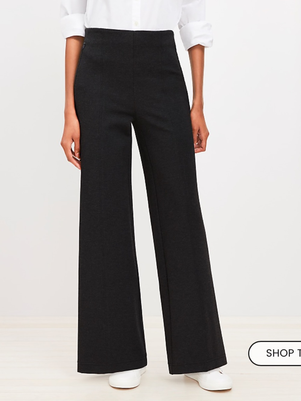 Loft Wide Leg Ponte Dark Gray Stretch Pants - Picture 10 of 11